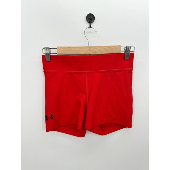 Under Armour Red Team Shorty Compression Running Training Shorts Womens M - Picture 1 of 6
